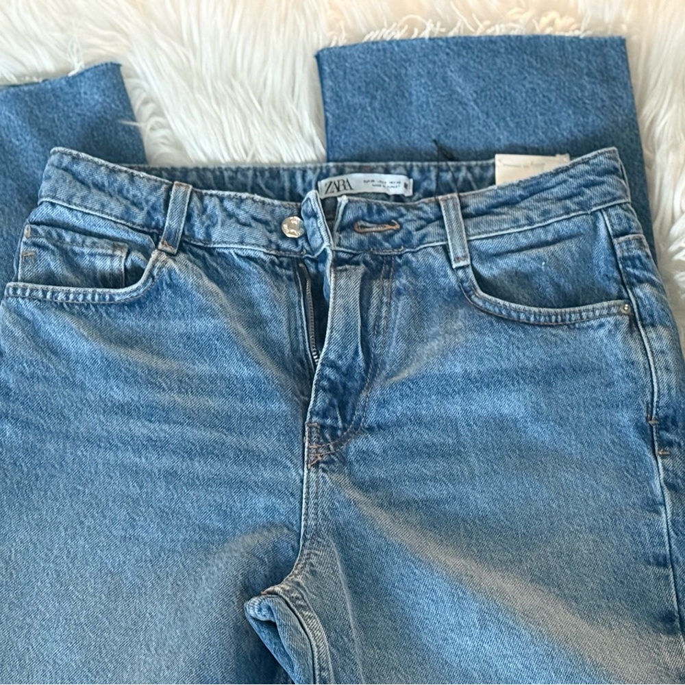 NWT Zara Straight Leg Light Blue Denim 6 - Picture 3 of 4